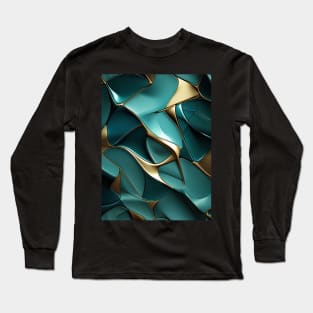 Funky Facade: Trompe-l’oeil Green Turquoise and Gold Long Sleeve T-Shirt